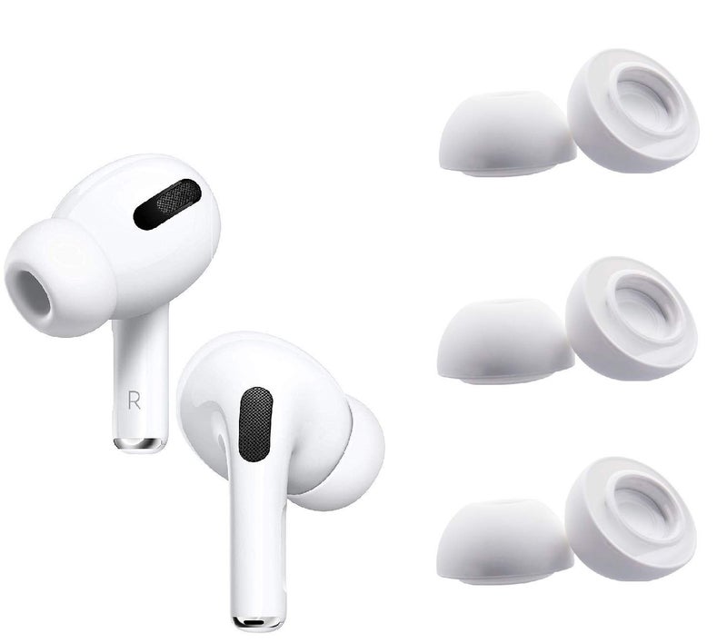 BLLQ Small Size Ear Tips Earbuds Covers Ear Caps Eartips Earpads Compatible with Apple AirPods Pro, Silicone Tips, Fit in Case, 3 Pairs White S - Image 1